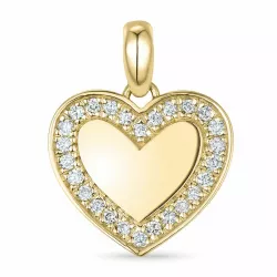 hjerte diamant anheng i 14 karat gull  0,113 ct