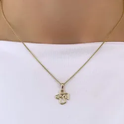 engel diamant anheng i 14 karat gull 0,021 ct