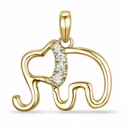 elefant diamant anheng i 14 karat gull 0,04 ct