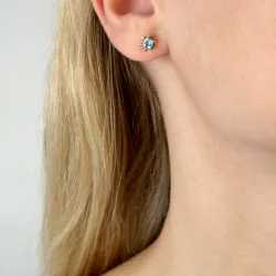 2 x 0,30 ct topas solitaireørepynt i 14 karat gull med topas