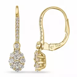 lange ovale diamant creol i 14 karat gull med diamant 