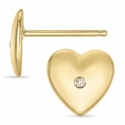 hjerte diamant ørestikker i 14 karat gull med diamant