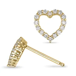 hjerte ørestikker i 14 karat gull med diamant