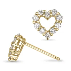 hjerte ørestikker i 14 karat gull med diamant