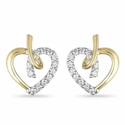 hjerte diamant ørestikker i 14 karat gull og hvitt gull med diamant 