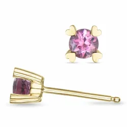 2 x 0,28 ct rosa turmalin solitaireørepynt i 14 karat gull med turmalin