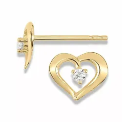 hjerte øredobber i 14 karat gull med