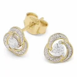 hvite zirkon gulløredobb i 14 karat gull med 