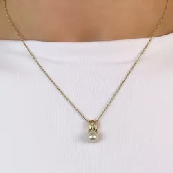 perle diamantanheng i 14 karat gull 0,058 ct