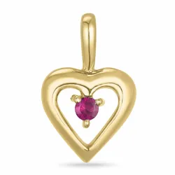 hjerte rubin anheng i 14 karat gull 0,063 ct