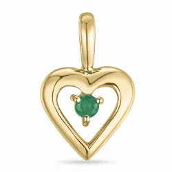 hjerte smaragd anheng i 14 karat gull 0,053 ct
