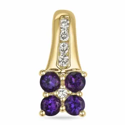 blomst ametyst diamantanheng i 14 karat gull 0,07 ct 0,36 ct