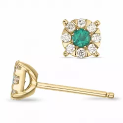smaragd briljantøredobb i 14 karat gull med smaragd og diamant 