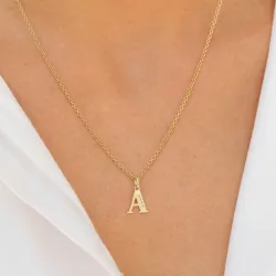 bokstav a zirkon anheng i 9 karat gull