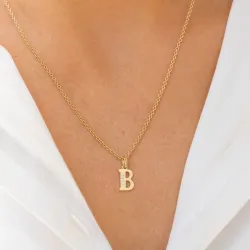 bokstav b zirkon anheng i 9 karat gull - My Letter