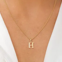 bokstav h zirkon anheng i 9 karat gull