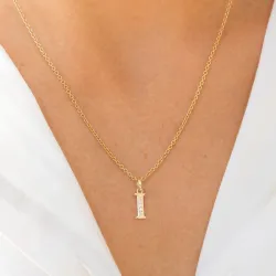 bokstav i zirkon anheng i 9 karat gull - My Letter