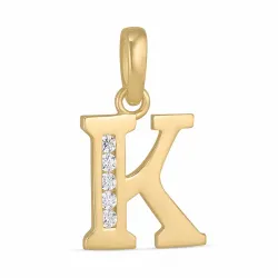 bokstav k zirkon anheng i 9 karat gull - My Letter