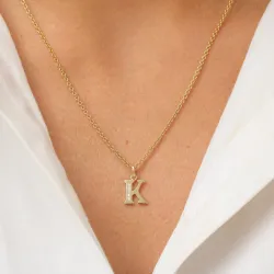 bokstav k zirkon anheng i 9 karat gull - My Letter