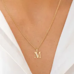 bokstav m zirkon anheng i 9 karat gull