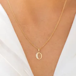 bokstav o zirkon anheng i 9 karat gull