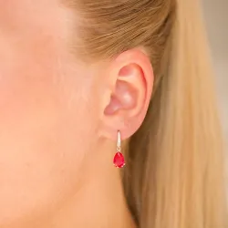 dråpeformede øredobber i 9 karat gull med rubin og zirkon - Gold Collection