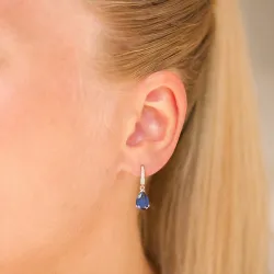 dråpeformede øredobber i 9 karat gull med safir og zirkon - Gold Collection