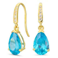 dråpeformede øredobber i 9 karat gull med topas og zirkon - Gold Collection