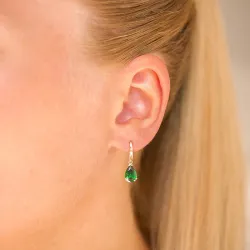 dråpeformede øredobber i 9 karat gull med smaragd og zirkon - Gold Collection