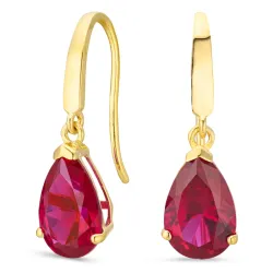 dråpeformede øredobber i 9 karat gull med rubin og zirkon - Gold Collection
