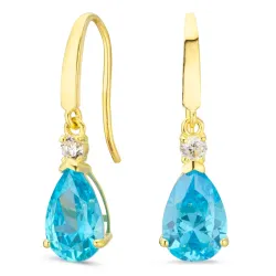 dråpeformede øredobber i 9 karat gull med topas og zirkon - Gold Collection