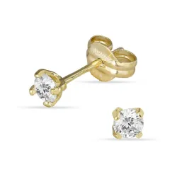 3,5 mm ørestikker i 9 karat gull med zirkon - Gold Collection