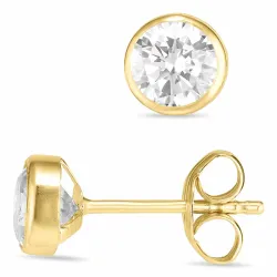 5 mm runde ørestikker i 9 karat gull med zirkon - Gold Collection