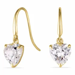 hjerte øredobber i 9 karat gull med zirkon - Gold Collection