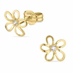 blomst øredobber i 8 karat med zirkon - Gold Collection