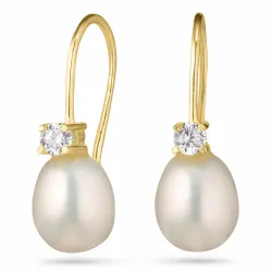 lange øredobber i 9 karat gull med zirkon - Gold Collection
