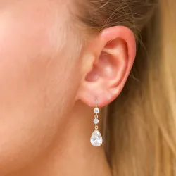 dråpe øredobber i 9 karat gull med zirkon - Gold Collection