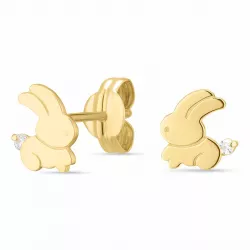 kanin øredobber i 9 karat gull med 