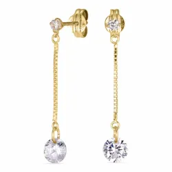 lange kjedeøreringer i 8 karat med zirkon - Gold Collection