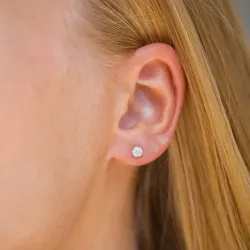 1/2 par 4 mm ørestikker i 9 karat gull med zirkon - Gold Collection
