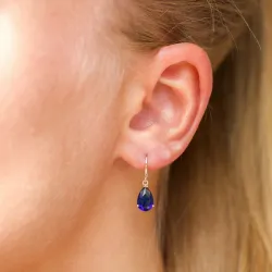 dråpe blå øredobber i 9 karat gull med syntetisk safir - Gold Collection