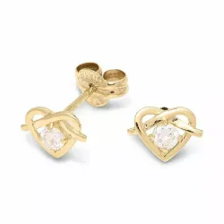 liten hjerteøredobb i 9 karat gull med zirkon - Gold Collection