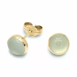 runde ørestikker i 9 karat gull med syntetisk kalsedon - Gold Collection