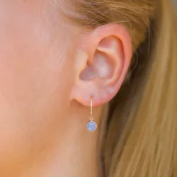 12,5 mm blå creol i 9 karat gull med syntetisk kalsedon - Gold Collection