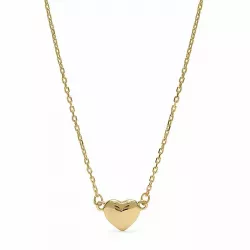 Simpel hjerte anheng med halskjede i 9 karat gull