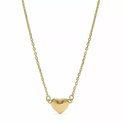 simpel hjerte anheng med halskjede i 9 karat gull - Gold Collection