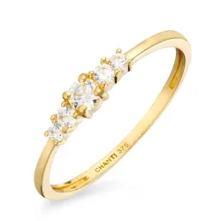 smal hvit zirkon ring i 9 karat gull