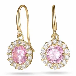lange rosa øredobber i 9 karat gull med zirkon og zirkon - Gold Collection