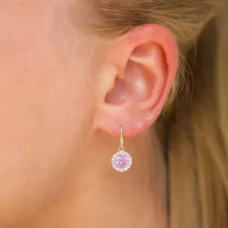 lange rosa øredobber i 9 karat gull med zirkon og zirkon - Gold Collection