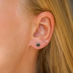 runde ørestikker i 9 karat gull med zirkon - Gold Collection